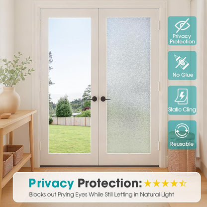 Coavas Blackout Window Film, 100% Light Blocking Privacy Window Film, No Glue Static Cling, Heat & UV Blocking, Removable Room Darkening Window Cover, Renter Friendly for Bedroom, 17.5x78.7Inch,Black