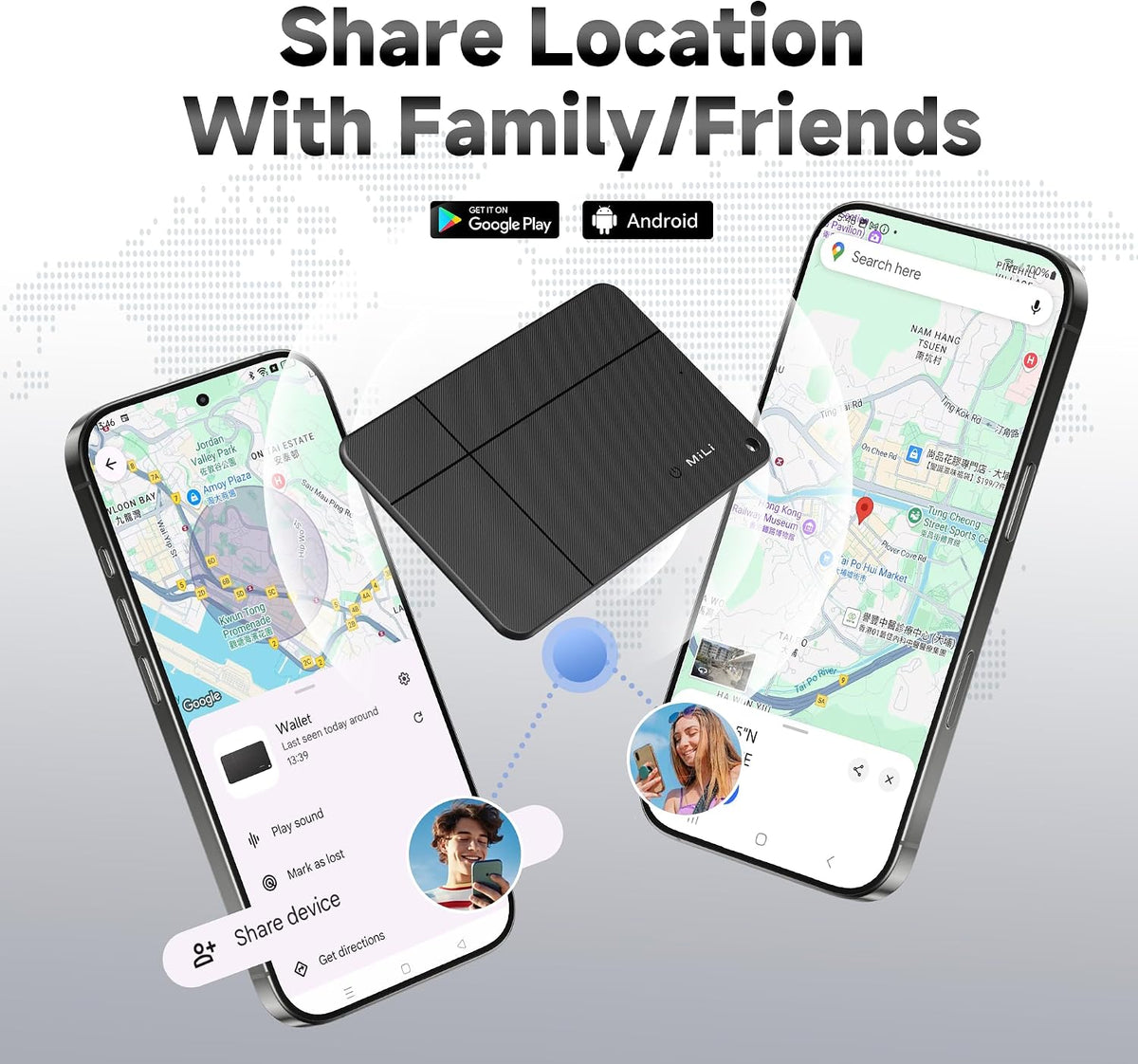 MiLi Wallet Finder for Android Phone, Bluetooth Wallet Tracker Card