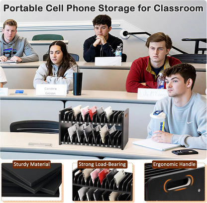30 Slots Wooden Classroom Cell Phone Holder Stand with 1-30 Number Stickers