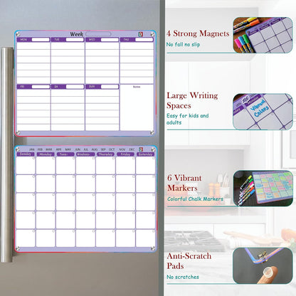 4 PCS Reusable Dry Erase Habit Tracker & Goal Planner |8.3 x 11.7''| with 6 PCS Magnetic Dry Erase Markers, Used as Fitness Planner, Reward, Behavior Chart & Chore Chart for Kids and Adults…