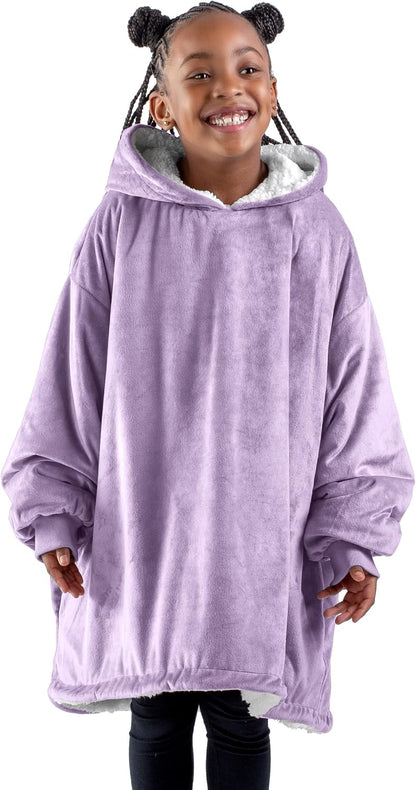 Bare Home Wearable Blanket Hoodie - Soft Plush Sherpa - Warm and Cozy - Oversized Wearable Blanket