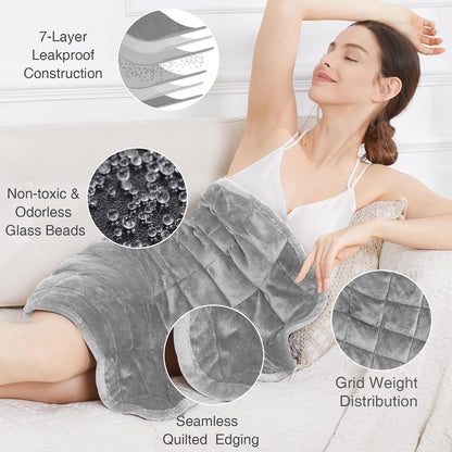 Alomidds Weighted Lap Blanket 7lbs, Cozy Breathable Flannel Weighted Lap Pad for Adults, Small Weighted Blanket for Travel, Couch, Green, 29" x 24"