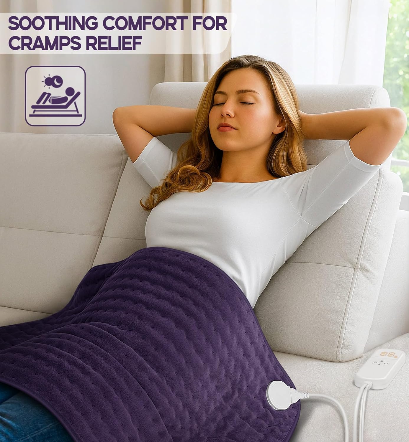 Heating Pad for Back Pain Relief, Extra Large 17"x33" Electric Heat Pad with 6 Heat Settings, 4 Timers, Auto Shut-Off - Machine Washable for Neck Shoulder Cramps, Christmas Gift for Women Mom Wife