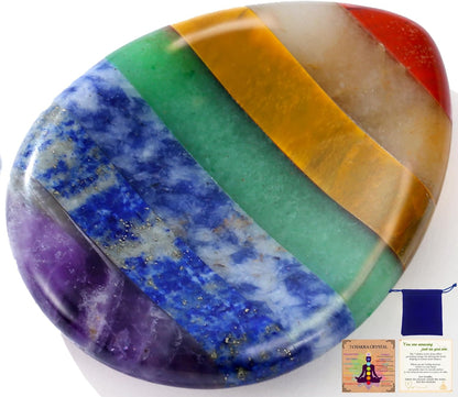Worry Stone Crystals and Healing Stones Anxiety Fidgets Natural Meditation Accessories 7 Chakra Thumb Sensory Mental Health Depression Stress Anxiety Relief Items Mother's Day Gifts for Women