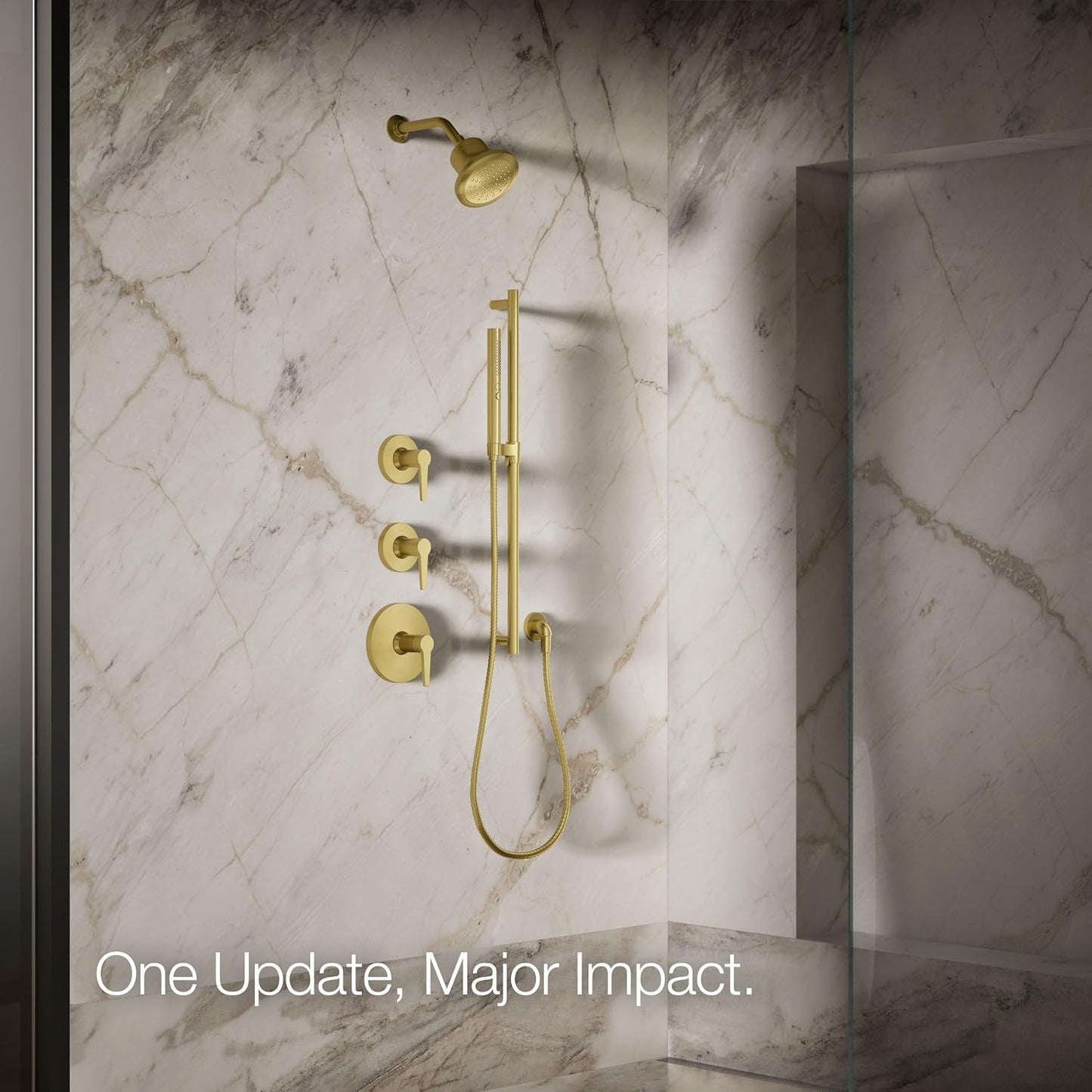 KOHLER 33631-Y-BN Cinq Round Single-Function Filtered Showerhead, Five-Layer Filtration, 2.5 GPM, Full Coverage Spray, Premium Durable Material, Vibrant Brushed Nickel
