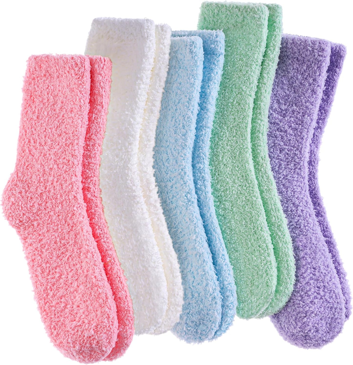 LANLEO 5/6 Pairs Womens Super Soft Fuzzy Plush Warm Winter Home Sleeping Slipper Socks