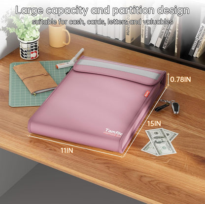 6400℉ Fireproof Document Bag, 15”x 11” Waterproof Document Organizer, Grey