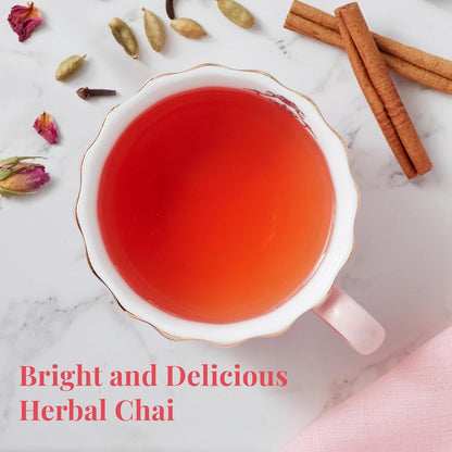 The Republic of Tea — Republic Pink Chai Herbal Tea Tin, 36 Tea Bags, Naturally Caffeine Free