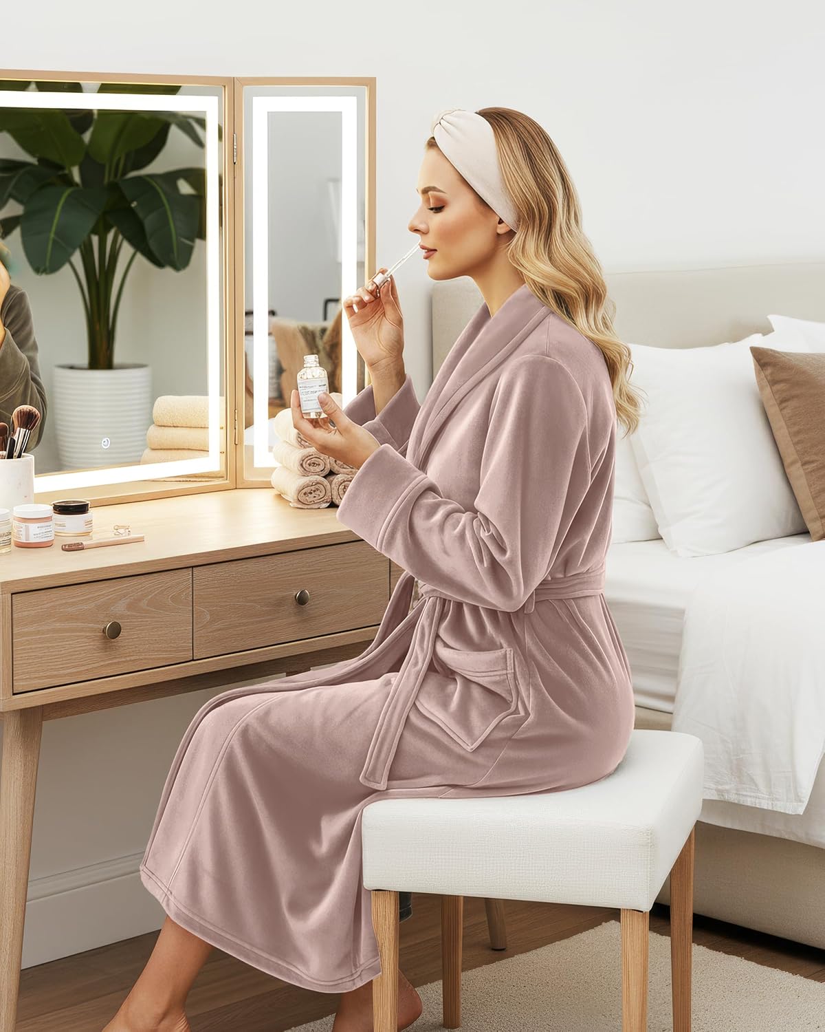 NY Threads Premium Womens Robe, Plush Fleece Long Bath Robe for Women, Fluffy Soft Women's Bathrobe