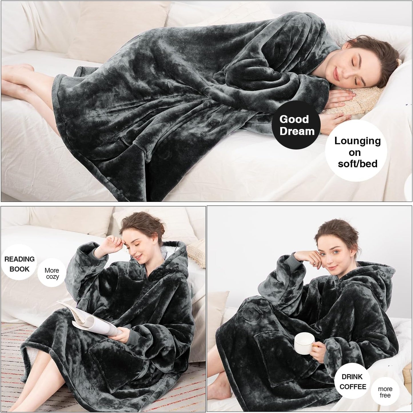 Aemicion Strawberry Blanket Hoodie,Oversized Sherpa Wearable Hooded Blanket,Warm Cozy Sweatshirt Gifts for Women Girls Adult