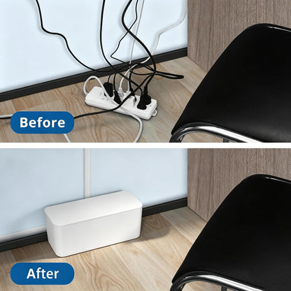 ZhiYo 2 Pack Cable Management Box, Medium & XL, Power Strip Organizer Black