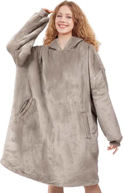 AmyHomie Wearable Blanket Hoodie for Adults & Teens,Oversized Sherpa Hooded Blanket,Warm Cozy Blanket Sweatshirt as Christmas Birthday Gifts for Women Men