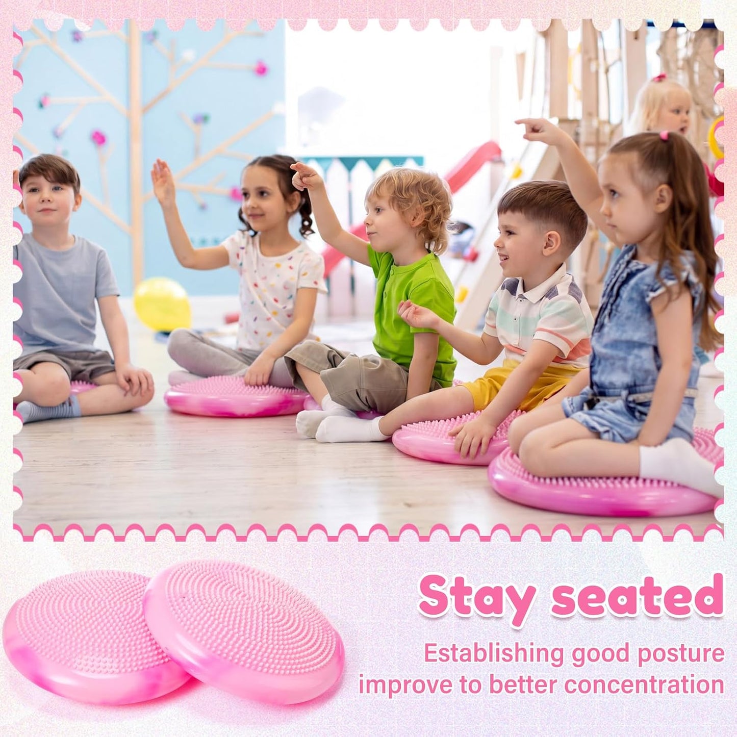 Libima 4 Pcs Wiggle Seat for Sensory Kids Inflated Wobble Cushion Sensory Seat Cloud Design Flexible Seating for Classroom Elementary Balance Disc for Kids Adult Pet Training
