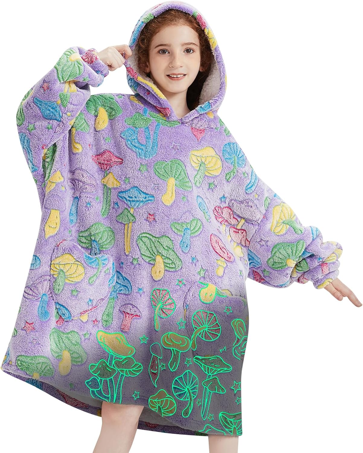 Fiosnow Glow in the Dark Unicorn Blanket Hoodies for Kids 6-13YR Oversize Wearable Blanket Hoodies for Boys Girls Teens