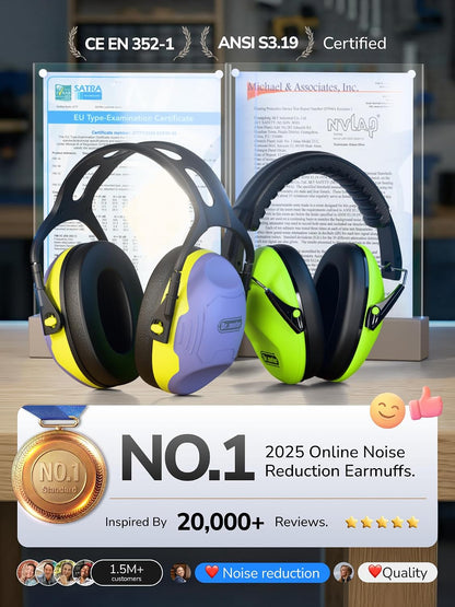 Dr.meter Ear Protection Ear Muffs, Noise Cancelling Headphones for Adults Kids 31dB Earmuffs for Noise Reduction, Hearing Protection for Shooting Gun Range, Mowing, Monster Jam, Sensory, Fireworks