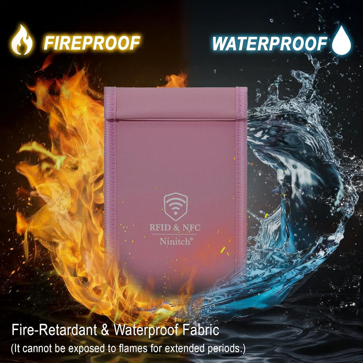 Faraday Bags for Phone Privacy & Security - Signal Blocking Pouch for GPS/WIFI/5G/RFID - Fireproof & Waterproof Anti-Drop Case for Travel & Data Protection Black