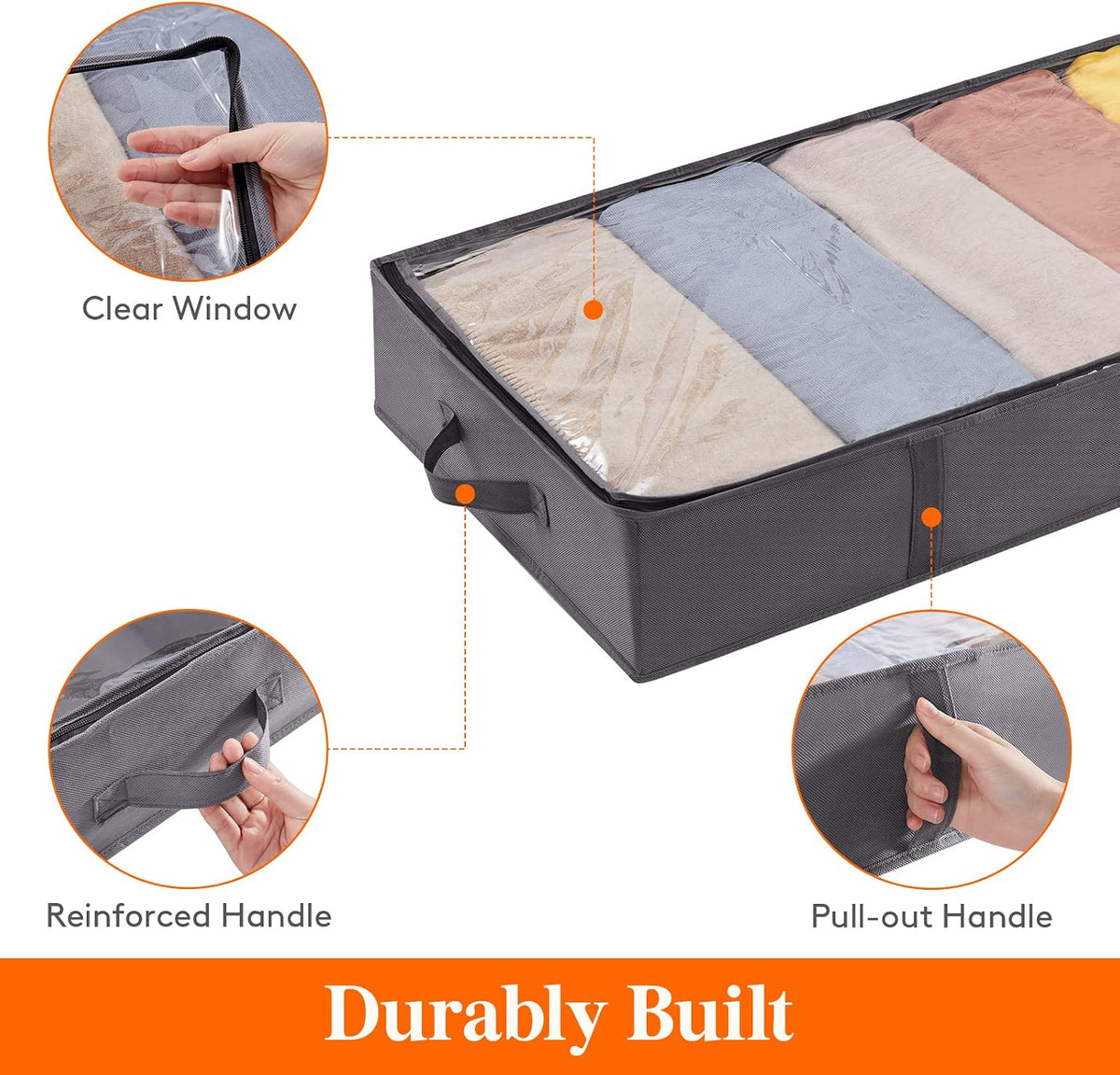 Lifewit 95L Under Bed Storage Container, Blanket Organizer, Gray