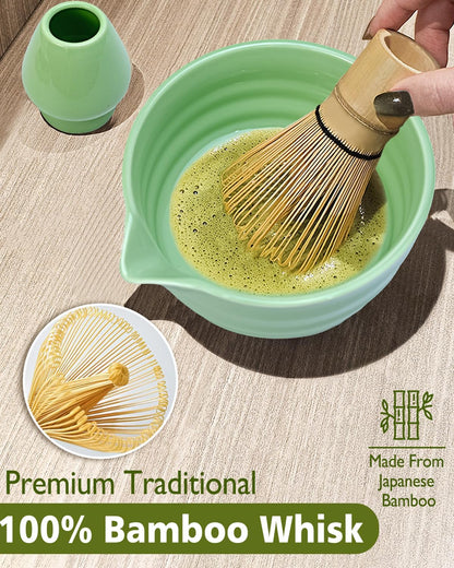 Vaiheng Matcha Whisk Set with Matcha Bowl, Matcha Whisk Holder Matcha Bamboo Whisks, Scoop, Sifter, Mothers Day Gifts for Women Mom Her Girl Friend Home Kitchen Decor Kit for Tea Enthusiasts