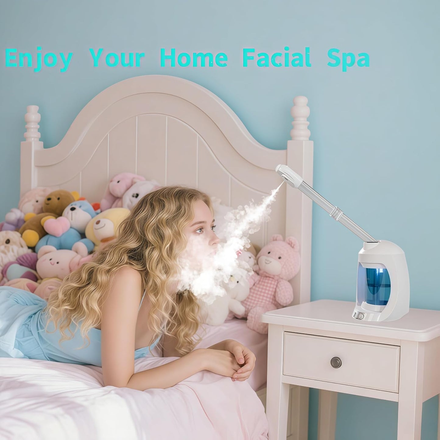 Facial Steamer, Nano Ionic Face Steamer for Facial Deep Cleaning, Pink Hair Steamer Facial Steamer Professional, Facial Steamers for Home Facial Spa.