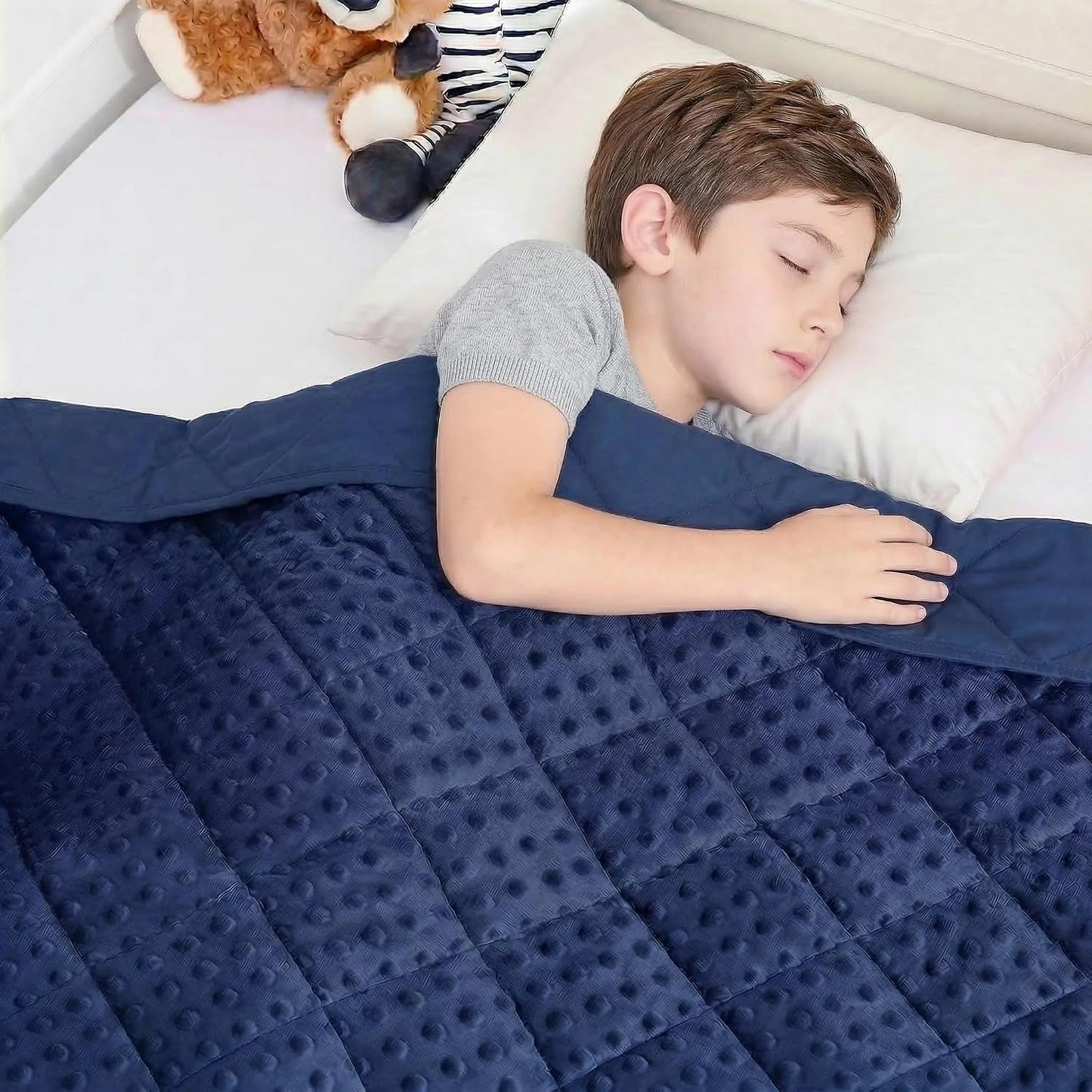 yescool Weighted Lap Pad 2 lb Blue Small Lap Blanket, Weighted Lap Blanket Cooling Heating Weighted Throw Blankets, Minky Blankets Gifts for Travel Outdoor Indoor, 20 * 30in