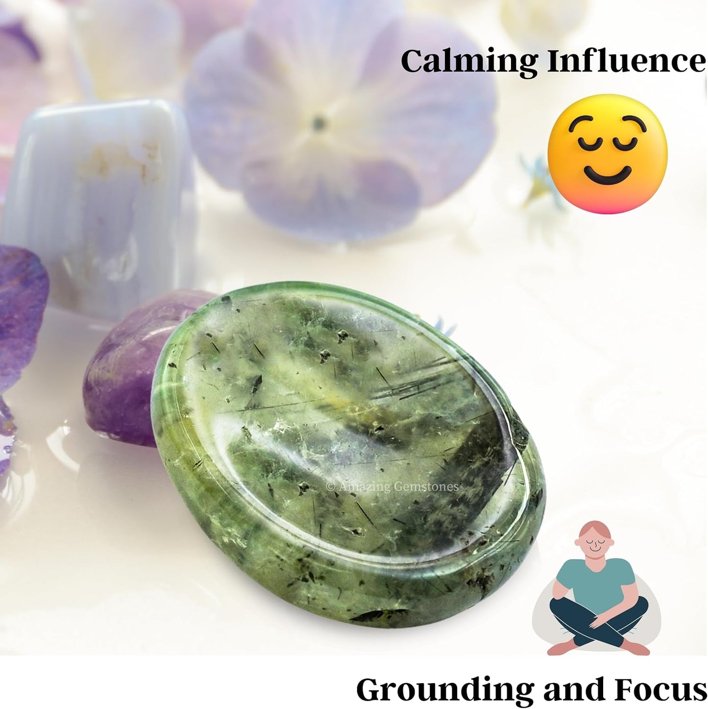 Amazing Gemstone Labradorite Thumb Worry Stone, Anxiety Stone, Healing Crystals - Piedra Crystal Fidget for Gift, Meditation, Calming, Relaxation, Stress Relief - Colors B