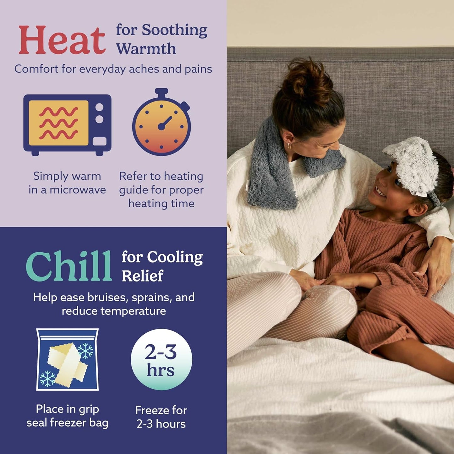 warmies Microwavable Neck & Shoulder Wrap - Weighted Neck Wrap - Microwavable Heat Pack for Shoulders - Chillable Heating Pad with Lavender for Aches & Pain - Marshmallow Gray, 19 x 5 x 3 in, 2 lb