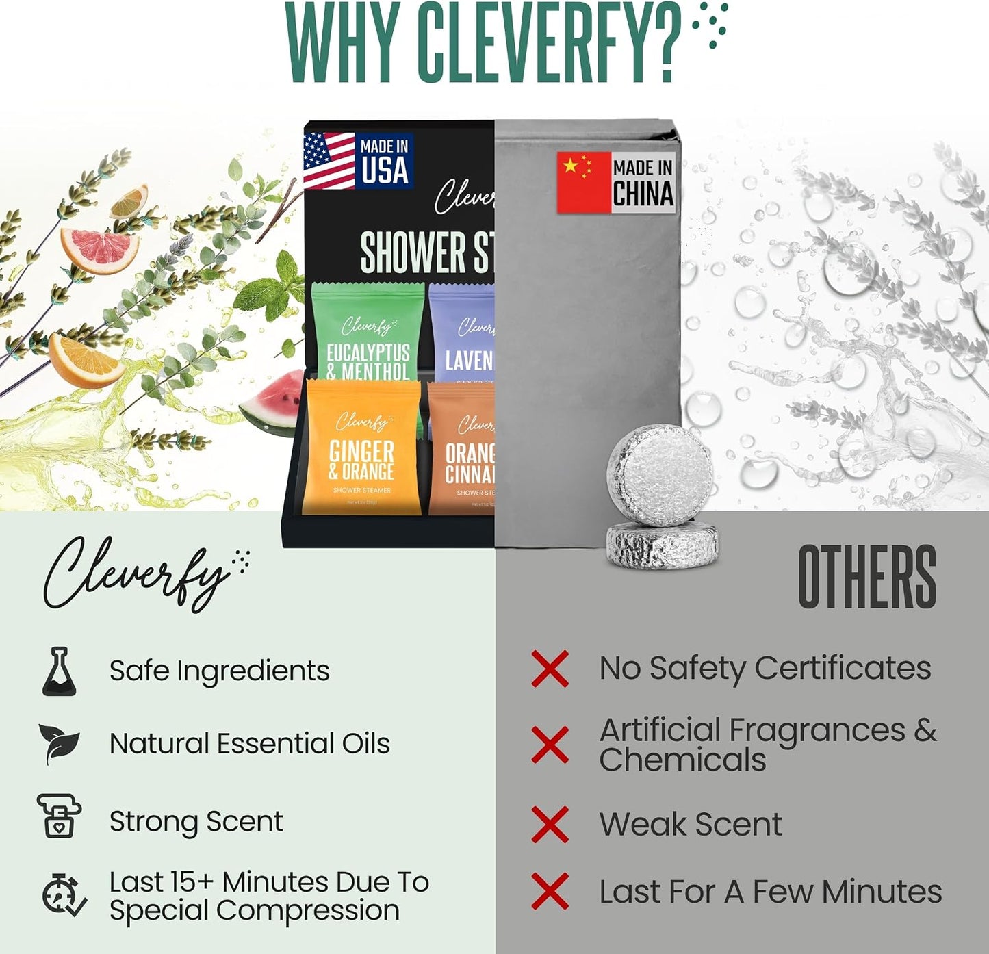 Cleverfy Shower Steamers Aromatherapy Gifts for Women and Men, 18 Tablets