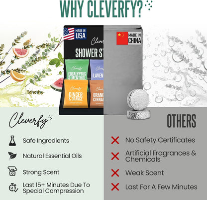 Cleverfy Shower Steamers Aromatherapy Gifts for Women and Men, 18 Tablets