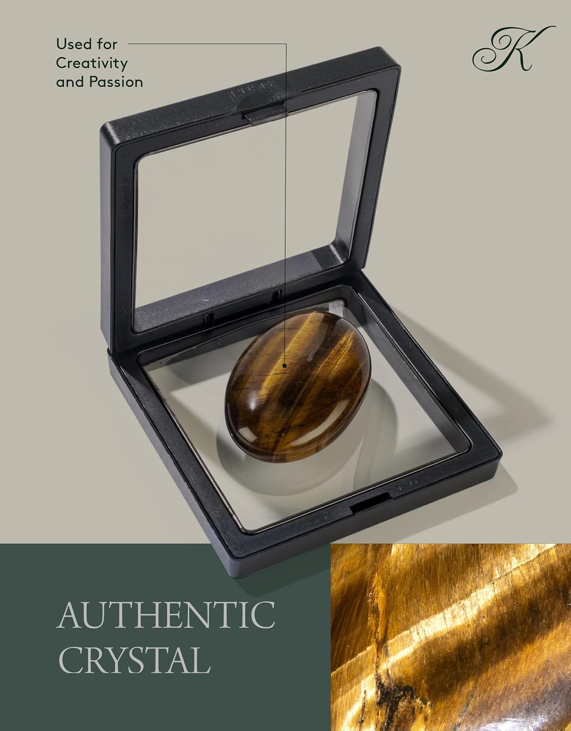 KALIFANO Palm Stone with Healing & Calming Effects - AAA+ Grade High Energy Worry Stone with Information Card - Reiki Crystal Used for Courage (Family Owned and Operated)