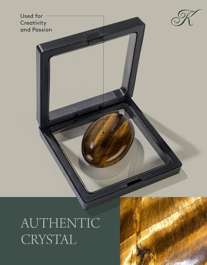 KALIFANO Palm Stone with Healing & Calming Effects - AAA+ Grade High Energy Worry Stone with Information Card - Reiki Crystal Used for Courage (Family Owned and Operated)