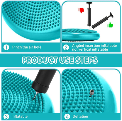 Jerify 4 Pcs Wiggle Seat Flexible Inflated Wobble Cushion Stability Balance Pad Balance Disc Sensory Seat for Men Women Fitness Physical Exercise Improving Posture Home Office