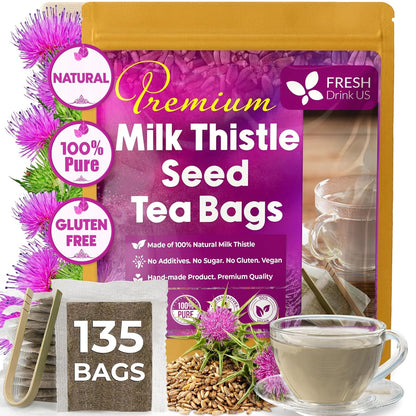 FreshDrinkUS, Premium Milk Thistle Tea, 135 Count, Pure, Caffeine Free