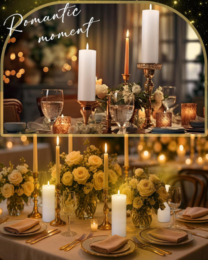 VIHOSE 12 Pack White Flameless Candles Set with Remote and Timer Flickering Flameless Battery Candles Flat Top LED Pillar for Wedding Outdoor Home Festival Decoration(D 3'' H 4'' 5'' 6'')