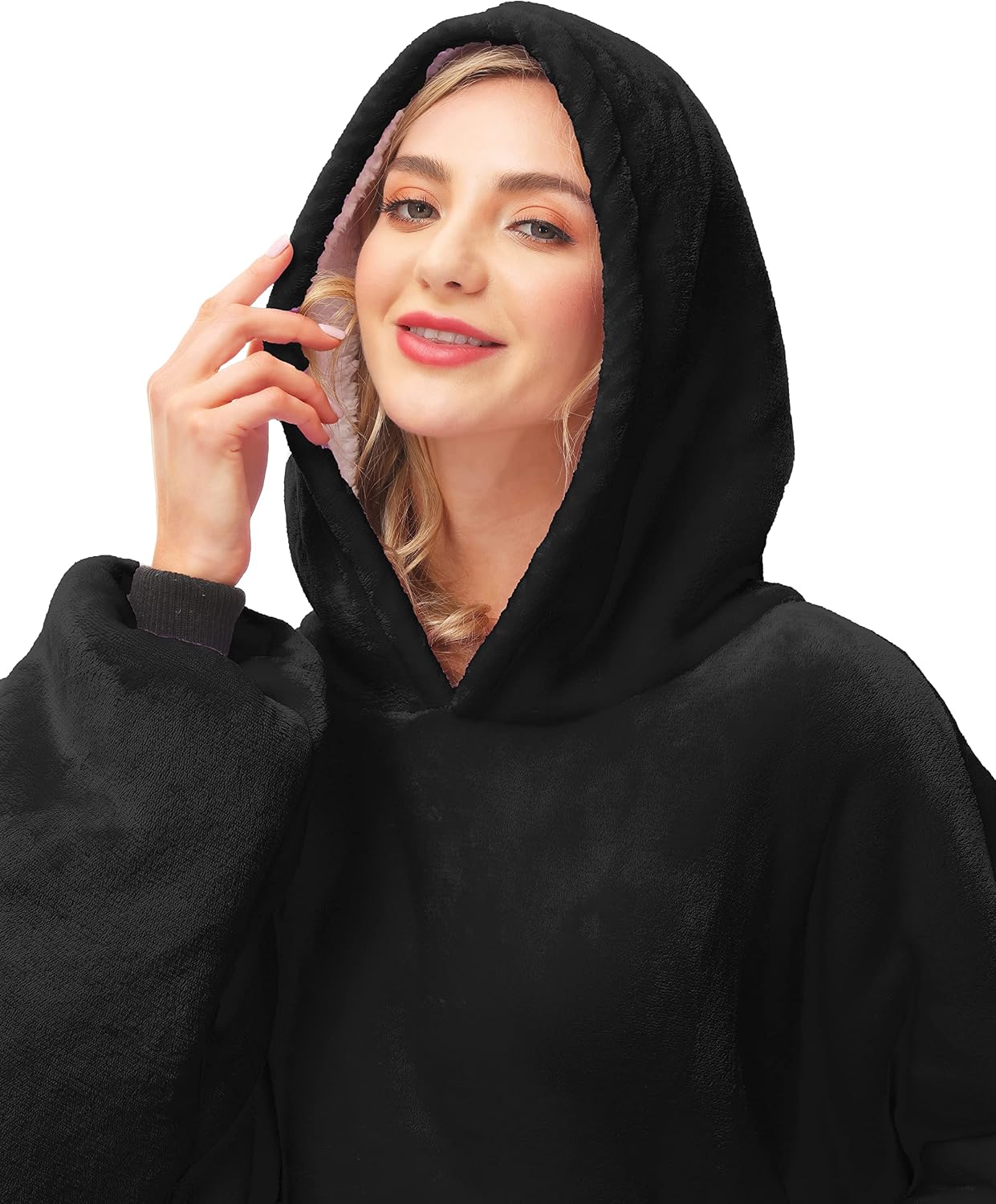 Kipswiza Wearable Blanket Hoodie Gifts for Women and Men, Oversized Cozy Warm Flannel Sherpa Hooded Blankets Sweatshirt with Giant Pockets for Adult and Teens, Dark Gray