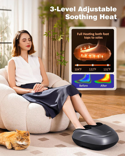 KNQZE Shiatsu Foot Massager with Heat, Compression, Deep Kneading Foot Massage for Plantar Fasciitis Relief, Remote Control, Multi Massage Modes, Auto Shut-Off Timer, FSA Eligible, Gifts for Women Men