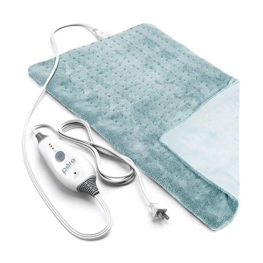 Pure Enrichment PureRelief Deluxe Heating Pad (12" x 24"), Full Body Therapy Pad with 4 InstaHeat Settings, Soft Machine-Washable Microplush Fabric and 2-Hour Auto Safety Shut-Off (Sea Glass)