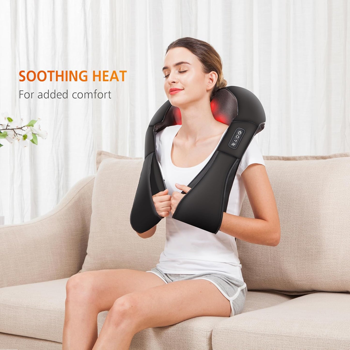 Snailax Cordless Massager - Shiatsu Neck and Shoulder Massager with Heat, FSA Eligible, Portable, Lumbar, Back Electric Massage Pillow, Gift for Woman, Mom, Dad