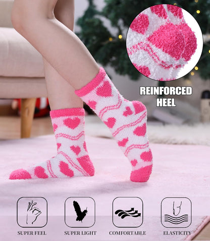 SDBING Fuzzy Socks for Women Soft Fluffy Home Sleeping Socks Cozy Warm Slipper Socks 6 or 5 Pairs