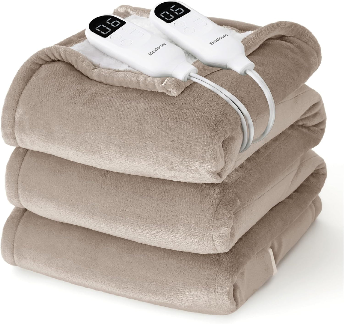 Bedsure Heated Blanket Throw Blanket with Preheat Function - Fast Heating Electric Blanket, Soft Flannel Throw with 6 Time Settings(Up to 10H), 6 Heating Settings, Gifts for Grandma (50"x60", Cream)