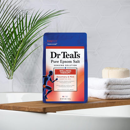 Dr Teal's Epsom Salt Magnesium Soak, Wellness Therapy with Rosemary & Mint, 3 lbs