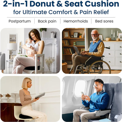 Everlasting Comfort Doctor Recommended Memory Foam Seat Cushion for Office Chairs & Car - Ergonomic Office Desk Accessories - Cushions for Tailbone Pain Relief, Sciatica (Dark Gray, Large)