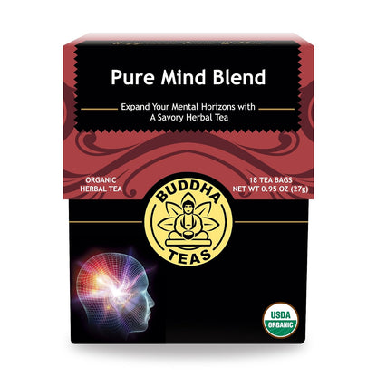 Buddha Teas Organic Pure Mind Blend - Herbal Tea, Caffeine Free