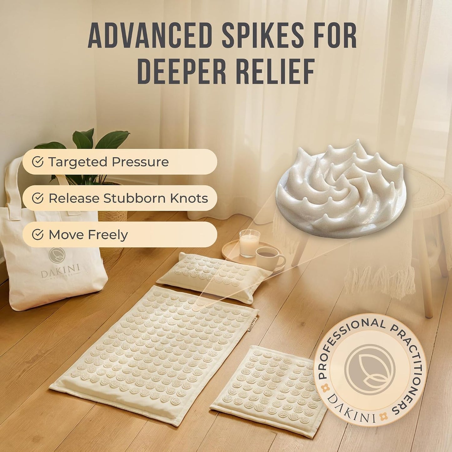 Acupressure Mat and Pillow Set with Mini Pad – Full Body Pain Relief | Mini pad targets hard-to-reach areas like feet, hands and neck for precise pressure relief