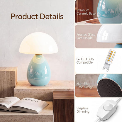 Dawnwake Mushroom Lamp Table Lamp for Bedroom-Small Desk Table Lamps,White