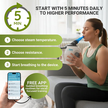 Steam Breathing Trainer for Sports, Athletes & Runners – Adjustable Resistance – Supports Stamina and Athletic Performance