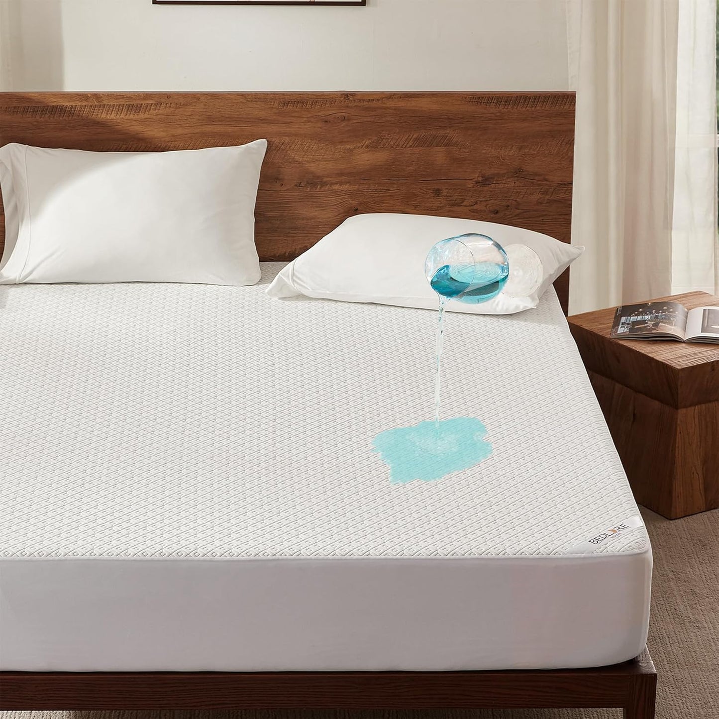 BEDLORE Queen Mattress Protector, Waterproof Noiseless Mattress Cover with Deep Pocket for 6-18 inches Mattress, Soft Breathable Mattress Pad Machine Washable (Dark Gray)