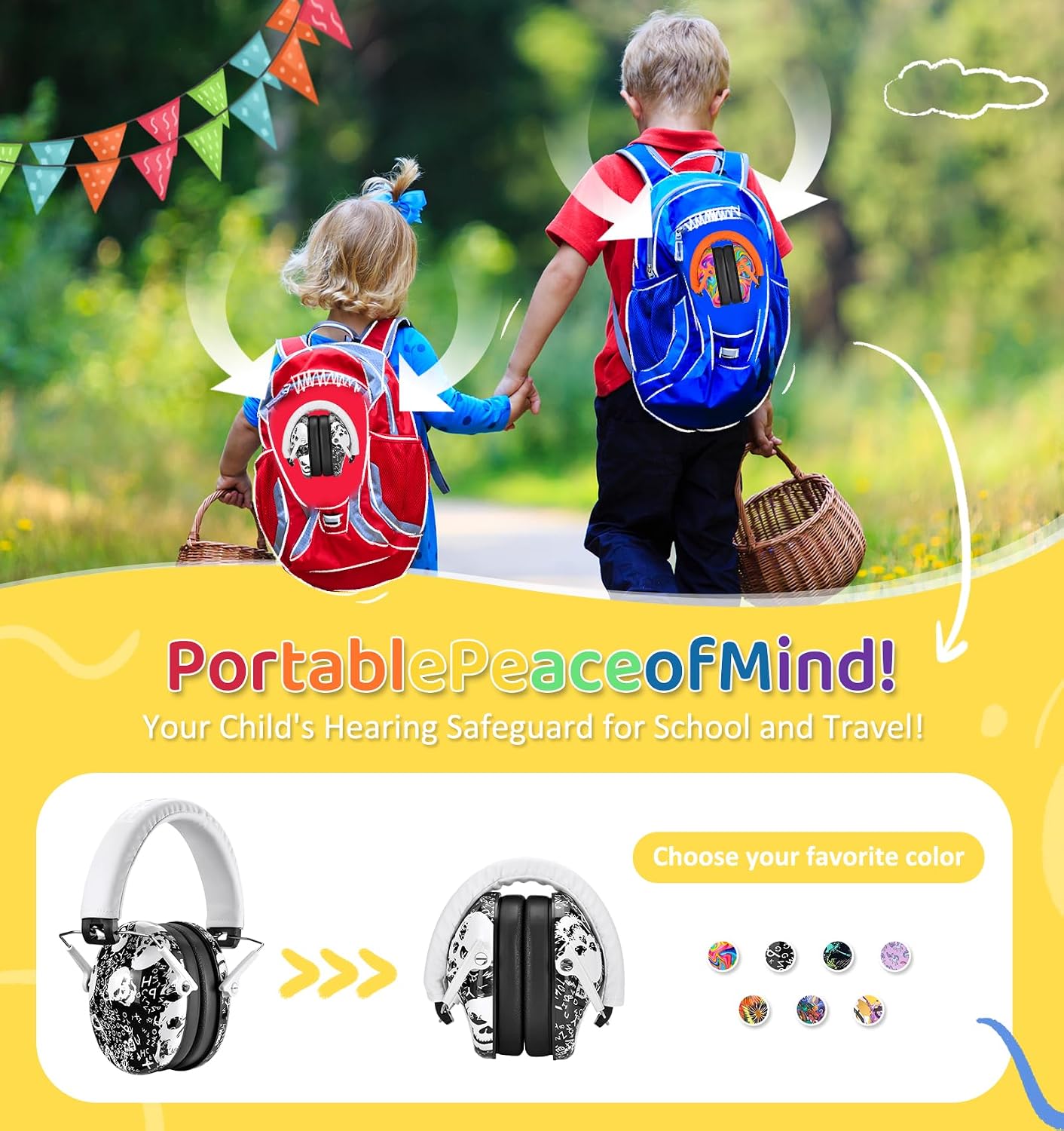 PROHEAR 032 Kids Ear Protection – Ear Muffs for Noise Reduction, 25NRR Noise Cancelling Headphones for Kids,Toddlers, Autism, Sensory Use, Hearing Protection – Orange