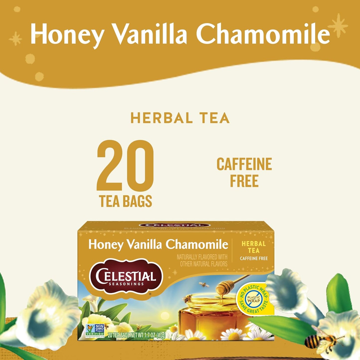 Celestial Seasonings Peppermint Herbal Tea, Caffeine Free, 20 Tea Bags Box (Pack of 6)