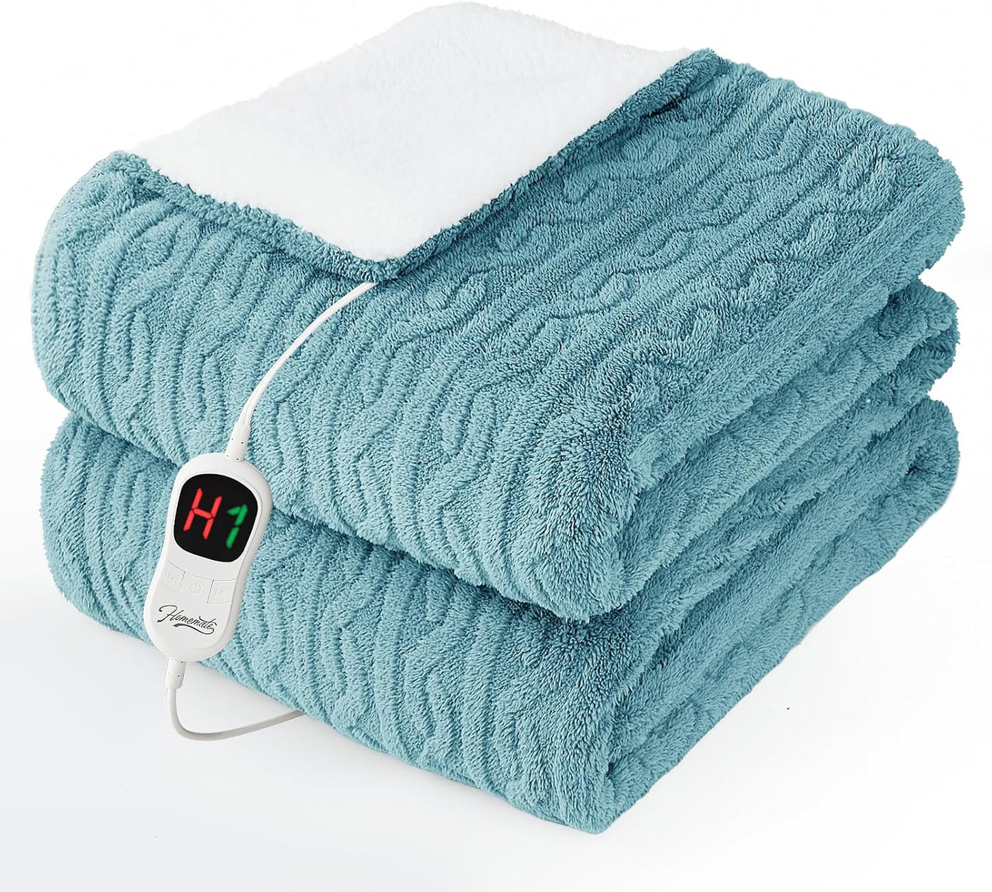 Homemate Electric Heated Blanket Twin - 62"x84" Heating Bed Blankets Throw with 10 Heating Levels 8 Hours Auto Off Fast Heating Over-Heated Protection Ultra Soft Warm Flannel ETL Certified Grey - Colors B