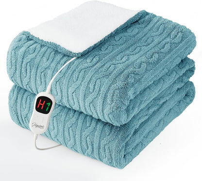 Homemate Electric Heated Blanket Twin - 62"x84" Heating Bed Blankets Throw with 10 Heating Levels 8 Hours Auto Off Fast Heating Over-Heated Protection Ultra Soft Warm Flannel ETL Certified Grey - Colors B
